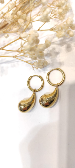 Wholesaler Lolo & Yaya - Steel drop hoop earrings