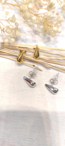Wholesaler Lolo & Yaya - 1cm drop earrings in stainless steel
