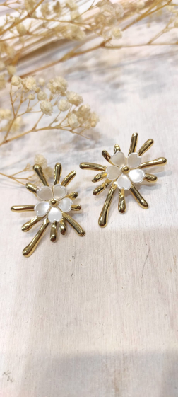 Wholesaler Lolo & Yaya - Gillian mother-of-pearl earrings in stainless steel