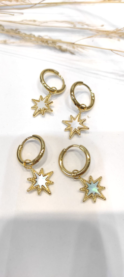 Wholesaler Lolo & Yaya - Karmen mother-of-pearl earrings in stainless steel