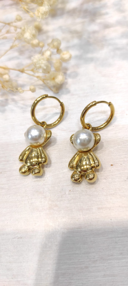 Wholesaler Lolo & Yaya - Kalissa bear earrings with steel bead