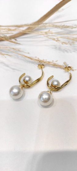 Wholesaler Lolo & Yaya - Mailiss 4cm pearl earrings in stainless steel