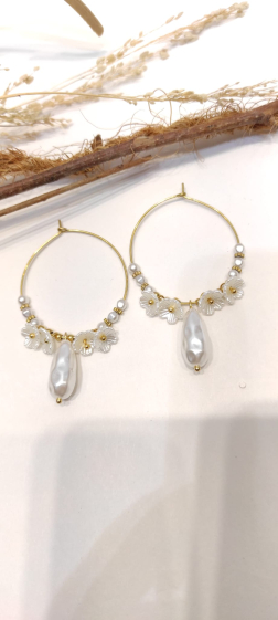 Wholesaler Lolo & Yaya - Mag pearl earrings in stainless steel