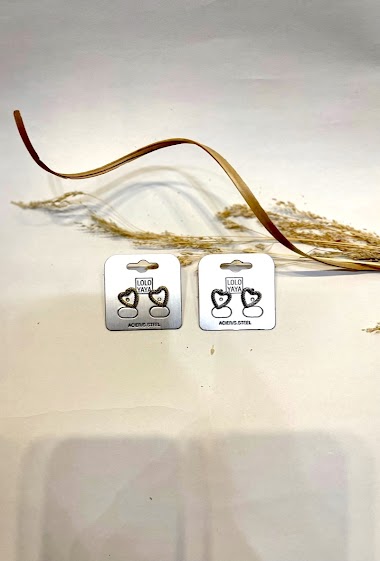 Wholesaler Lolo & Yaya - Boucles d’oreilles puces Maïna coeur en acier inoxydable