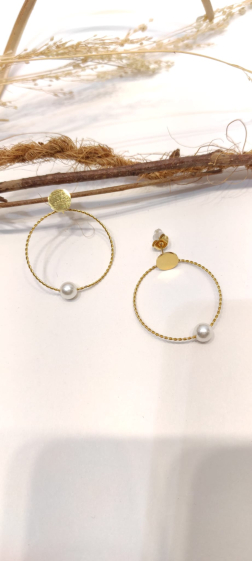 Wholesaler Lolo & Yaya - Boucles d’oreilles rond avec perle en acier inoxydable