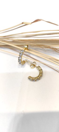 Wholesaler Lolo & Yaya - Rhinestone earrings 1.5cm Typhanie in stainless steel