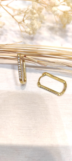 Wholesaler Lolo & Yaya - Floe 2cm rhinestone earrings in stainless steel