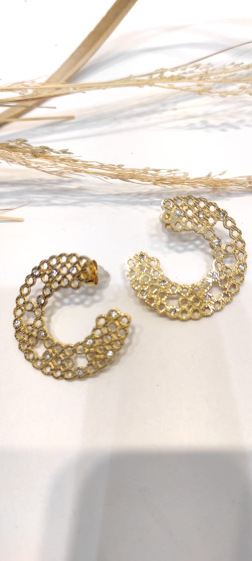 Wholesaler Lolo & Yaya - Ireine 3cm rhinestone earrings in stainless steel