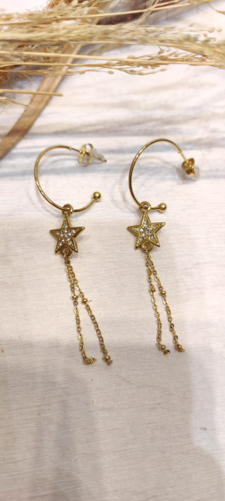 Grossiste Lolo & Yaya - Boucles d’oreilles strass étoile Geva en acier inoxydable
