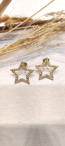 Wholesaler Lolo & Yaya - Glad star rhinestone earrings in stainless steel