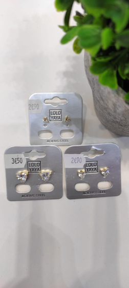 Wholesaler Lolo & Yaya - L size diamond heart earrings in stainless steel