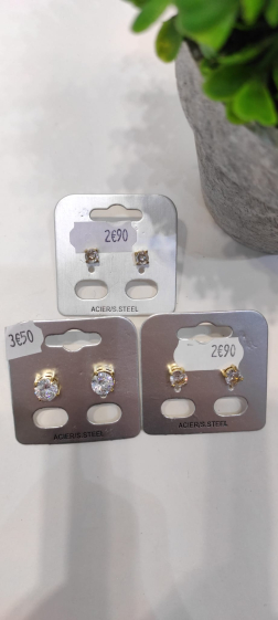 Wholesaler Lolo & Yaya - M size round diamond earrings in stainless steel
