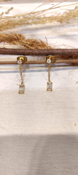 Wholesaler Lolo & Yaya - Frieda zirconium earrings in stainless steel