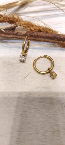 Wholesaler Lolo & Yaya - Ginnie zirconium earrings in stainless steel