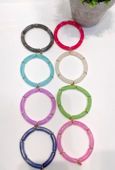 Wholesaler Lolo & Yaya - Bracelet élastique effet pierre en acier inoxydable