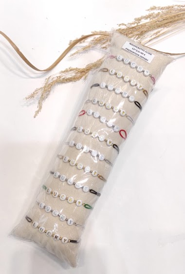 Grossiste Lolo & Yaya - Bracelet élastique LUCKY sur boudin en Acier inoxydable