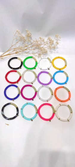 Wholesaler Lolo & Yaya - Festivalook elastic resin and steel bracelet