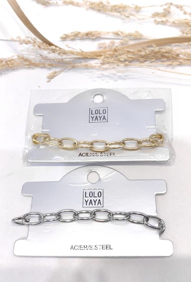 Grossiste Lolo & Yaya - Bracelet grosse maille ovale en acier inoxydable