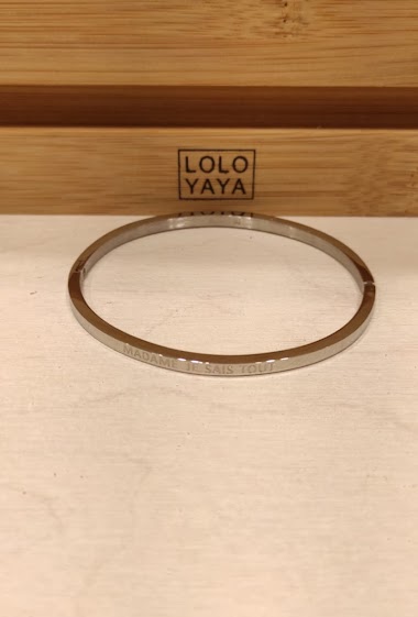 Wholesaler Lolo & Yaya - Bangle Bracelet in Stainless Steel with message « MADAME JE SAIS TOUT »