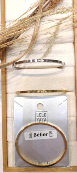 Wholesaler Lolo & Yaya - Astrological bangle bracelet “♈︎ Aries ♈︎” in steel