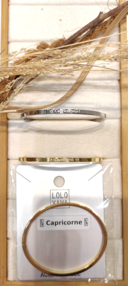 Wholesaler Lolo & Yaya - Astrological bangle bracelet “♑︎ Capricorn ♑︎” in steel