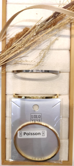 Wholesaler Lolo & Yaya - Astrological bangle bracelet “♓︎ Fish ♓︎” in steel