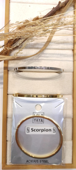 Wholesaler Lolo & Yaya - Astrological bangle bracelet “♏︎ Scorpio ♏︎” in steel