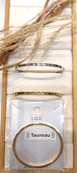 Wholesaler Lolo & Yaya - Astrological bangle bracelet “♉︎ Taurus ♉︎” in steel