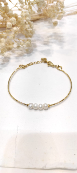 Grossiste Lolo & Yaya - Bracelet jonc rigide Chara perles en acier inoxydable