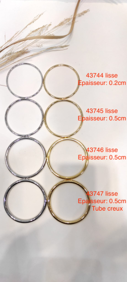 Grossiste Lolo & Yaya - Bracelet jonc rigide tube creux lisse 0.5cm épaisseur en acier