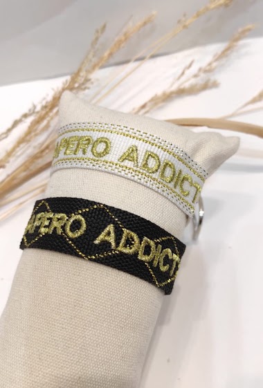Mayorista Lolo & Yaya - Bracelet message #APERO ADDICT# en tissus