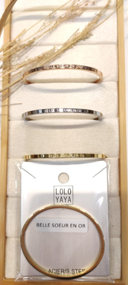 Wholesaler Lolo & Yaya - Bracelet message « BELLE SOEUR EN OR » en acier inoxydable