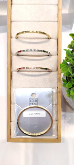 Wholesaler Lolo & Yaya - Bracelet message « LA VIE EN ROSE » en acier inoxydable