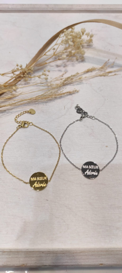 Wholesaler Lolo & Yaya - MY Adored SISTER message bracelet in stainless steel