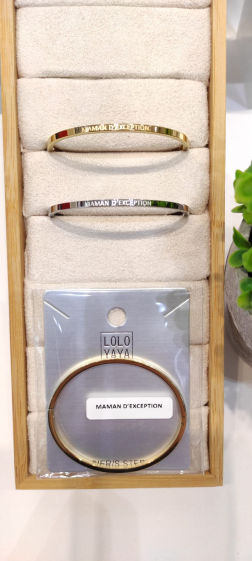 Wholesaler Lolo & Yaya - Bracelet message « MAMAN D'EXCEPTION » en acier inoxydable