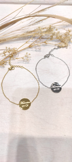Wholesaler Lolo & Yaya - Godmother message bracelet in Gold in stainless steel
