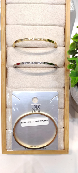 Wholesaler Lolo & Yaya - Bracelet message « RALEUSE A TEMPS PLEIN » en acier inoxydable