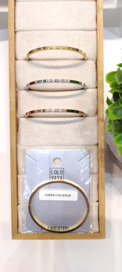 Wholesaler Lolo & Yaya - Bracelet message « SUPER COLLEGUE » en acier inoxydable