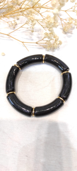 Wholesaler Lolo & Yaya - Kecy elastic opaque bracelet in resin and steel