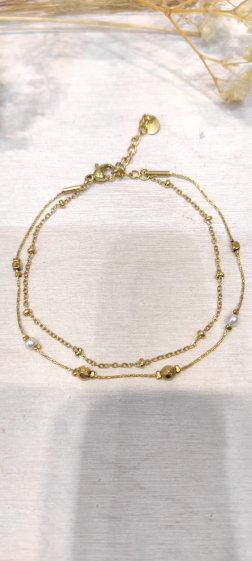Wholesaler Lolo & Yaya - Euphroisie pearl bracelet in stainless steel