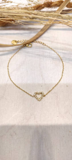 Wholesaler Lolo & Yaya - Abbee heart rhinestone bracelet in stainless steel