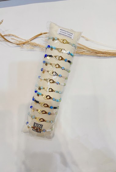 Großhändler Lolo & Yaya - Bracelets élastique sur boudin en acier inoxydable, présentoir offert, 12pcs