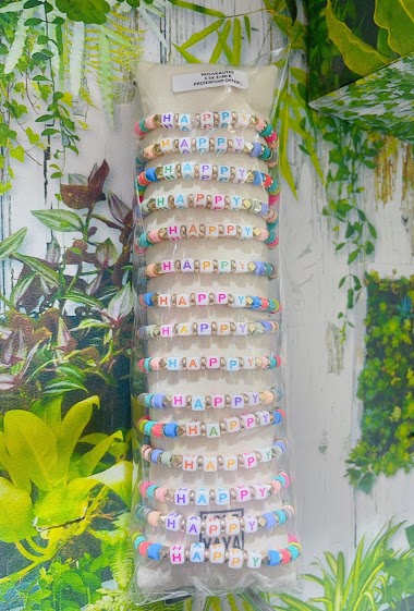 Großhändler Lolo & Yaya - Bracelets HAPPY sur boudin offert, 2€/Pcs