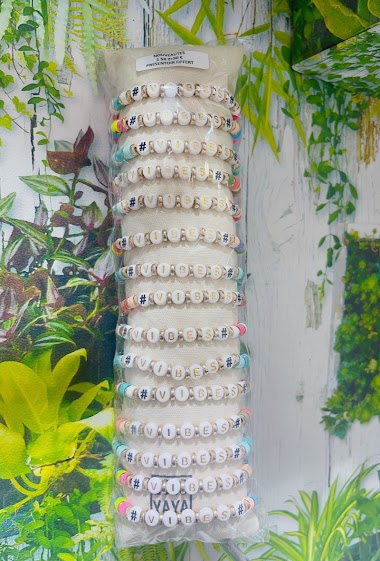 Grossiste Lolo & Yaya - Bracelets #VIBES# sur boudin offert, 2€/Pcs