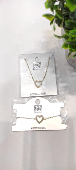 Grossiste Lolo & Yaya - Collier coeur perles en acier inoxydable