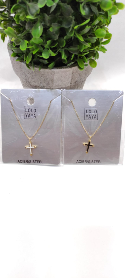 Wholesaler Lolo&Yaya - Stainless Steel Cross Enamel Necklace