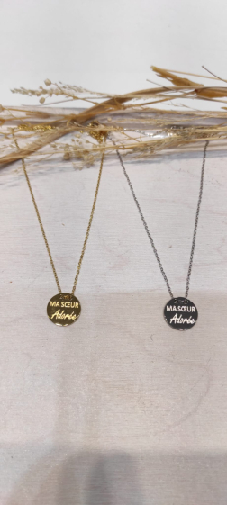 Wholesaler Lolo & Yaya - MA SOEUR Adorée message necklace in stainless steel