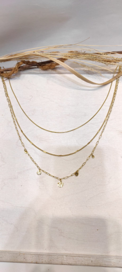 Wholesaler Lolo & Yaya - Douceline multi-row necklace in stainless steel