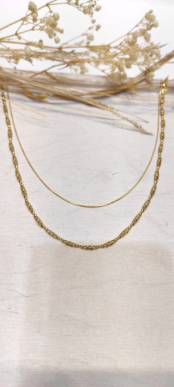Wholesaler Lolo & Yaya - Nazla multi-row necklace in stainless steel