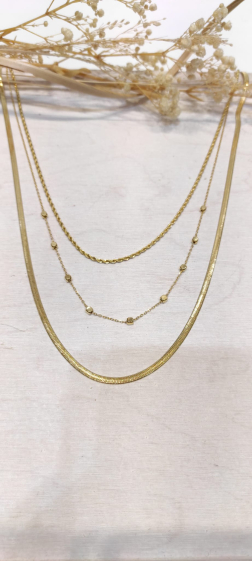 Wholesaler Lolo & Yaya - Nursima multi-row necklace in stainless steel